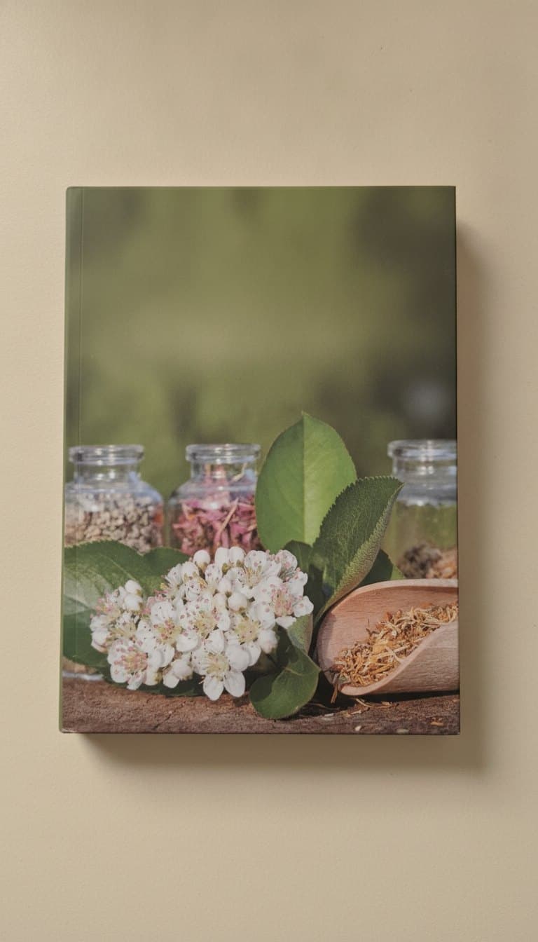 Buch mit Foto von Kräutergläsern auf dem Einband