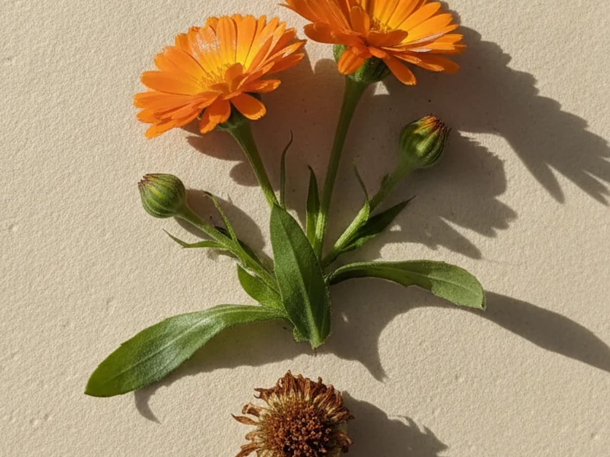 Ringelblume auf cremefarbenem Grund