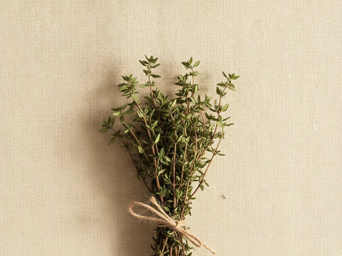 Thymian auf cremefarbenem Grund
